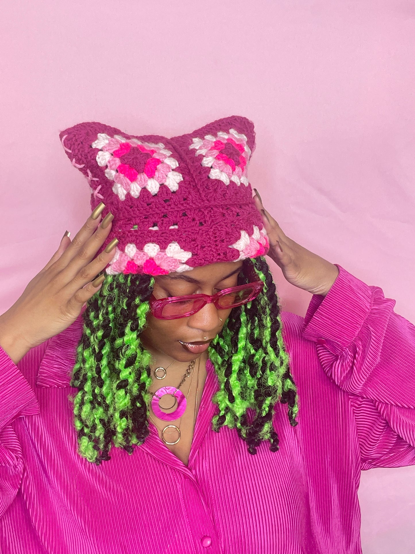 Granny Square Cat Beanie (MADE TO ORDER)